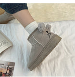 Advbridge Snow Boots Women's Short Tube Thickened Cotton Shoes Winter Suede Platform Keep Warm Plush Women Ankle Boots Girls Black