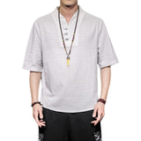 Advbridge Men Summer Short-Sleeved Tang Shirt Men Chinese Style Button Linen Shirts Male Blouse Vintage Kung Fu Shirt Hawaiian Shirts