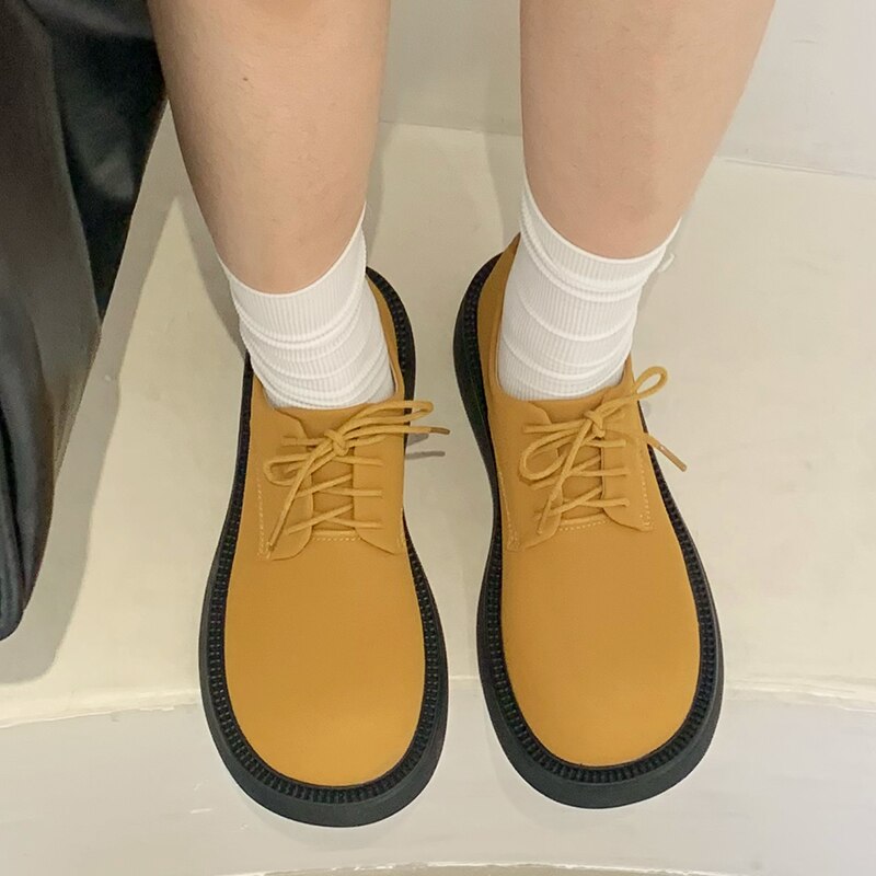Advbridge Fashion Female Shoes Casual Outside Round Toe Flats Student Uniform Lolita Platform Rubber Ladies Loafers  Women Mary Janes