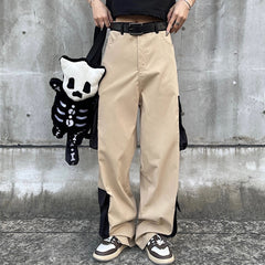 Advbridge Spring Cotton Cargo Pants Men Fashion Retro Pocket Casual Pants Men Streetwear Loose Hip Hop Wide Leg Pants Mens Straight Pants