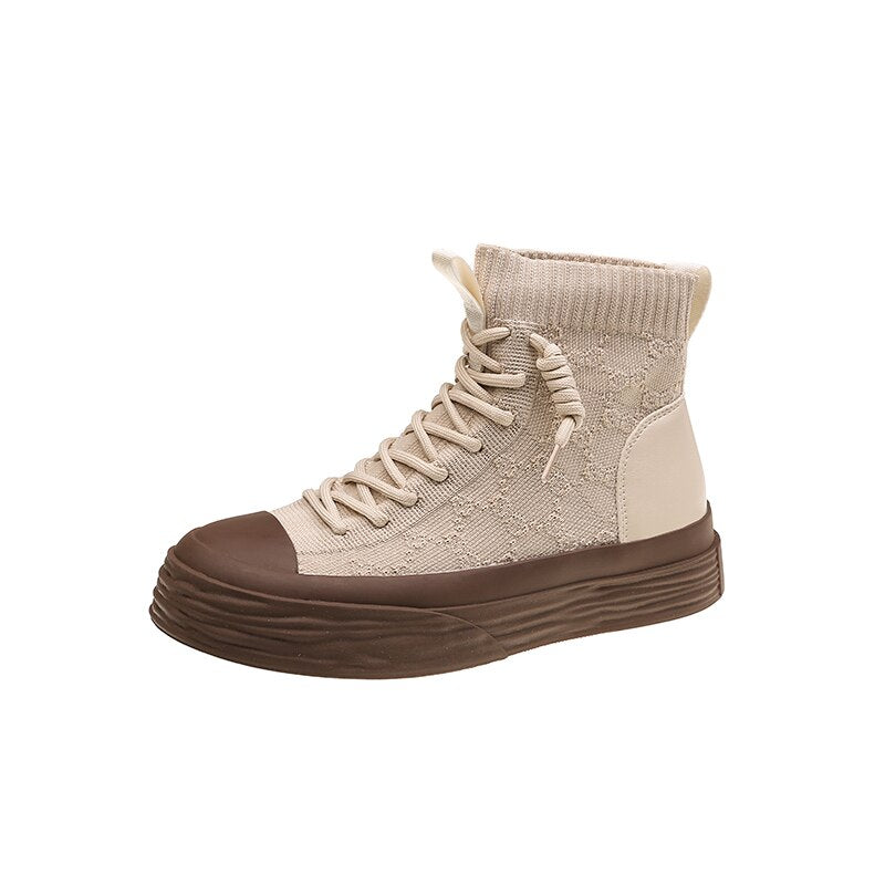 Advbridge Women High Top Sneakers Luxury Outdoor Casual Height Increasing Platform Knitting Breathable Women's Sports Shoes Autumn Hotsale