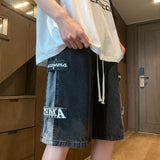 Advbridge Workwear denim shorts for men's summer loose fitting American high street straight tube casual quarter pants new sweatpants