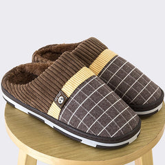 Advbridge  Men Slippers New Warm  Men's Slippers Short Plush Flock Home Slippers for Men Hard-wearing Non-slip Sewing Soft Male Shoes