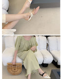 Advbridge 2023 Summer Women Pointed Toe Sandals Bow Design Ankle Buckle Strap Thin Mid Heels Fashion Sandals Dress Wedding Shoes Muj