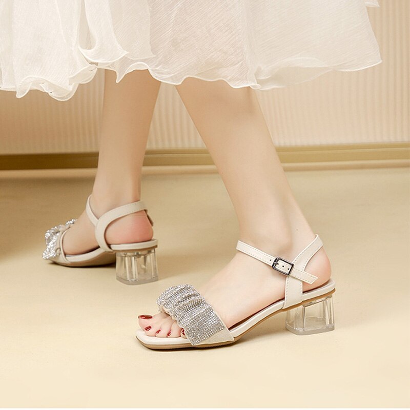 Advbridge Summer Shoes Women High Heels Sandals Fashion Ladies Party Shoes Brand Women Sandals Plus Size 42 Square Heel 4.5cm A4514