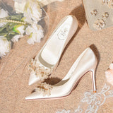 Advbridge French Wedding Female Main Wedding Dress Two Wear New Bride Shoes White High-heeled Crystal Shoes Don't Tire Your Feet