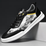 Advbridge Men Leather Shoes Lace Up Mens Casual Shoes Fashion Sneakers Men Shoes Graffiti Personalized Men's Shoes