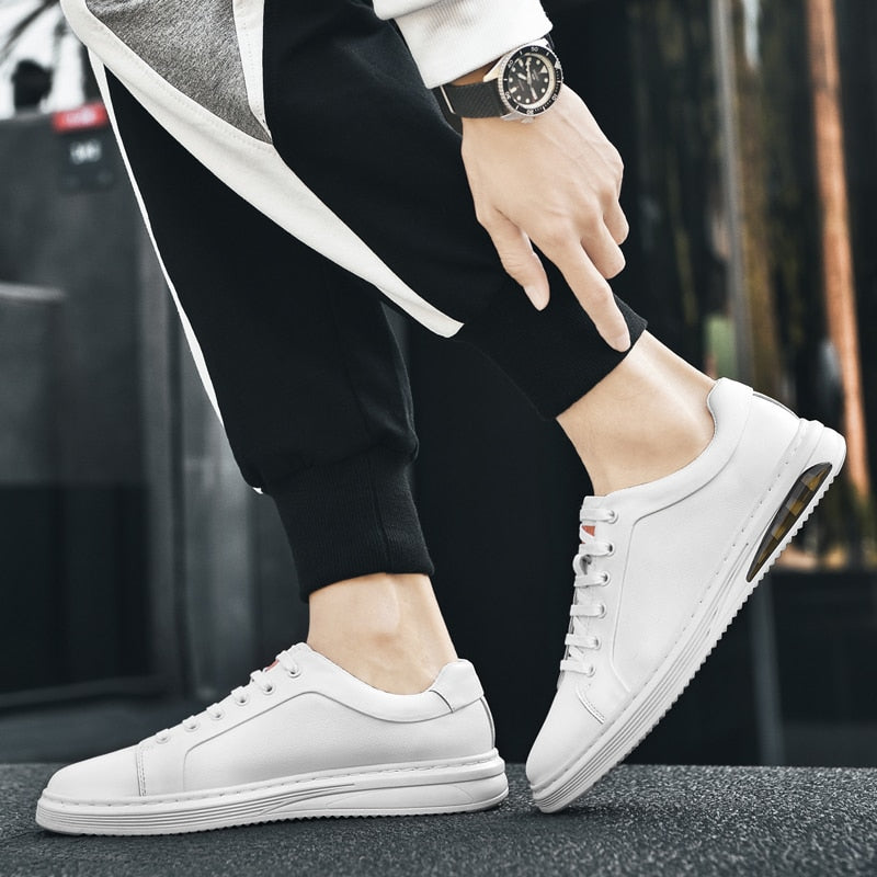 Advbridge Men's Genuine Leather Casual Shoes Low-top Outdoor walking Sneakers  Luxury Breathable Leisure White all-match Summer shoes