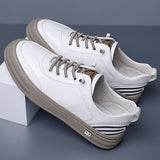 Advbridge Color Matching Men Casual Leather Shoes Handmade Male Sneakers New Arrival Fashion Flats Skate Shoes Men Leisure Vulcanize Shoes
