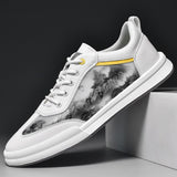 Advbridge Men Leather Shoes Lace Up Mens Casual Shoes Fashion Sneakers Men Shoes Graffiti Personalized Men's Shoes