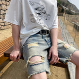 Advbridge Summer Hole Shorts Jeans Men Ripped Denim Pants Fashion Black/Blue Men's Jeans Short Pants Streetwear Straight Jeans Men