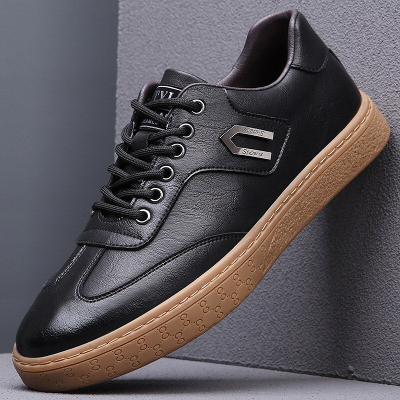 Advbridge Spring Autumn New Men Shoes Fashion Casual Skateboard Shoes Men Leather Walking Work Oxfords Business Hip Hop Mens Sneakers