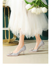Advbridge Bridal Wedding Shoes Niche Premium Silver High-heeled Shoes Female Thin Heel Bridesmaid Pearl Wedding Dress Cat Heel Shoes