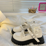 Advbridge Kawaii White British Jk School Girls Loli Shoes Lady Summer New Pearl Fairy Style Thick Platform Mary Jane Mid Heel 4.5cm
