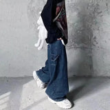 Advbridge Retro Blue Daddy Pants Oversized Jeans Men and Women New Fashion Hip Hop Loose Straight Leg Wide Leg Drapey Trousers Streetwear