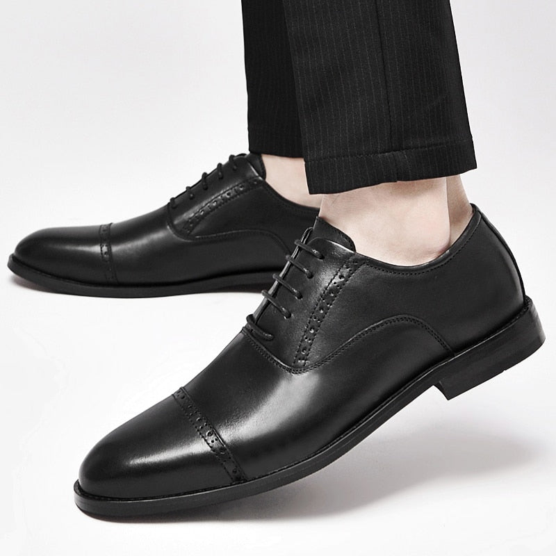 Advbridge Luxury Brand Mens Oxford Shoes Genuine Leather Male Suit Flats Classic Business Shoes Formal Dress Footwear Stylish Derby Shoes