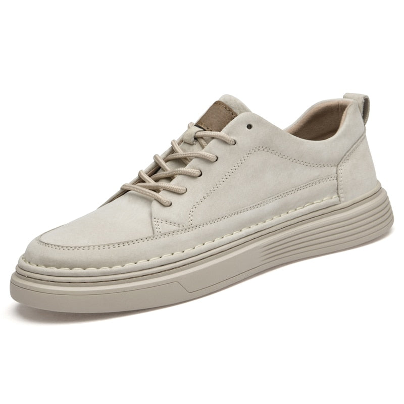 Advbridge New Comfortable Breathable Men's Casual Shoes Fashion Lace-up Flat Men Sneakers Genuine Leather Outdoor Walking Shoes All-match