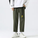 Advbridge Spring Allseason Casual Soft Solid Men's Cool Boys Button Waist Pocket Safari Style Long Patchwork Straight Leg Belt