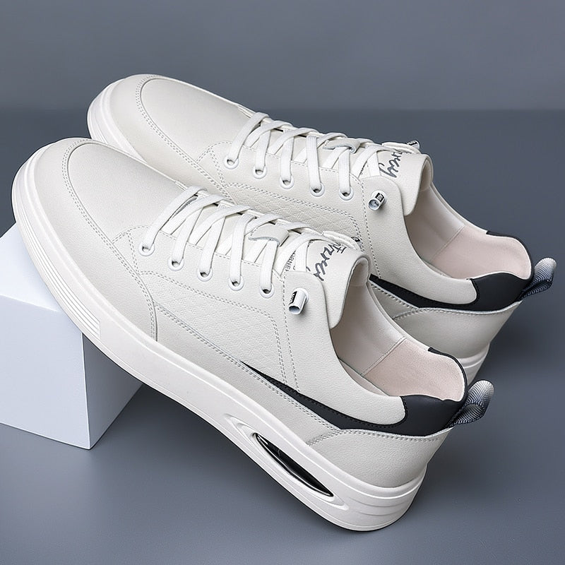 Advbridge Leather All-match Mens Sneakers Non-Slip Skate Shoes Men Men New Arrival Casual Shoes Male Lace-Up Comfortable Driving Shoe