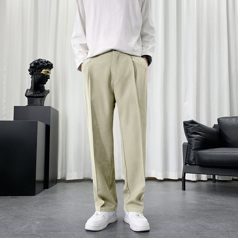 Advbridge New Men Casual Pants Solid Wide Leg Trousers Straight Fashionable  Suit Pants Streetwear Comfortable Fabric Oversize Unisex