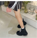 Advbridge Platform Ankle Boots For Women 2023 INS Brand Leather Motorcycle Boots Women's Winter Shoes Booties Ladies Chunky Lace Up New