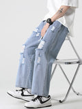 Advbridge New Men Baggy Ripped Jeansripped Trousers Hip Hop New Mens Loose Jeans Neutral Pants Solid Color Women Oversized  Straight Jeans