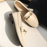 Advbridge Women Shoes England Style Office Lady Fashion Simple Beige Color Sheep Soft Casual Slip-On Loafers  Flat Shoes