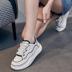 Advbridge 2023 Fashion Sneakers Women Genuine Leather Shoes Young Ladies Casual Shoes Height Increasing Brand White Shoes Thick Sole D002