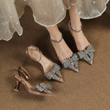 Advbridge Women Sandals Summer OL Pumps For Womans Party Shoes 7cm Thin Heels Transparent Sexy Woman Club High Heels Bow Office High Heels