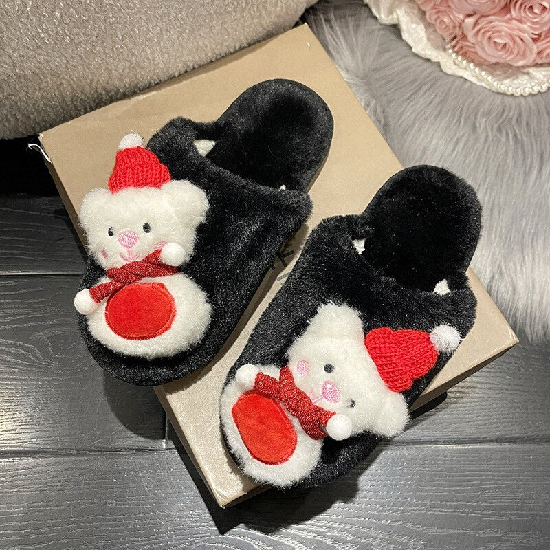 Advbridge Winter Home Christmas Cotton Slippers Women Autumn and Winter Casual Flat Outwear Household Comfortable Wool Slippers