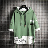 Advbridge Men ribben hoodies Summer Male Fashion short sleeve hoodies Men's hoodies tshirt Color Splice hooded tshirt Street Style