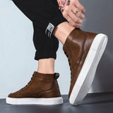 Advbridge Trendy Men's Casual Shoes High Top Sneakers Men Leather Handmade Italian Mens Shoes Brand Designer Skate  Footwear Man Moccasins