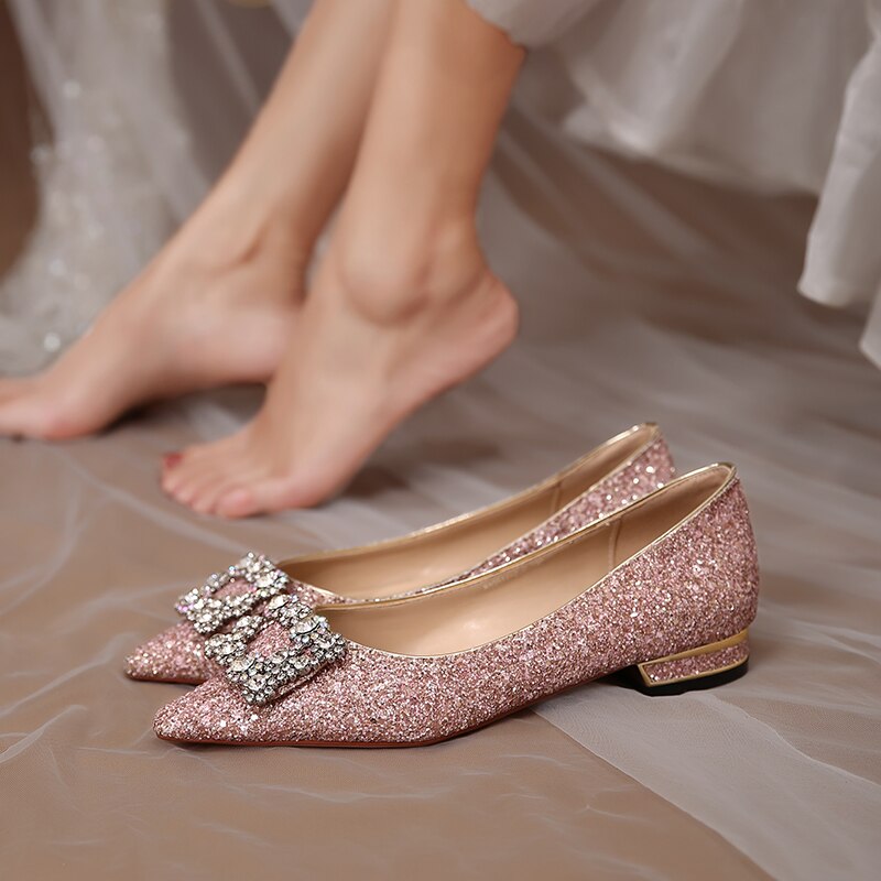 Advbridge French Wedding Shoes Wear Princess Crystal Shoes Female High-heeled Diamond Bridesmaid Wedding Bride Shoes Thin Heels