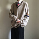 Advbridge Spring Couples Wear Autumn Men's Sweater Korean Loose  New Student Pullover V-neck Coat Japanese School Uniform Daily