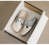 Advbridge Mixed Color Clogs Shoes Woman Cut-out Sandals Trendy Buckle Belt Slippers Home&Outdoor Casual Slides Round Closed Toe Mules