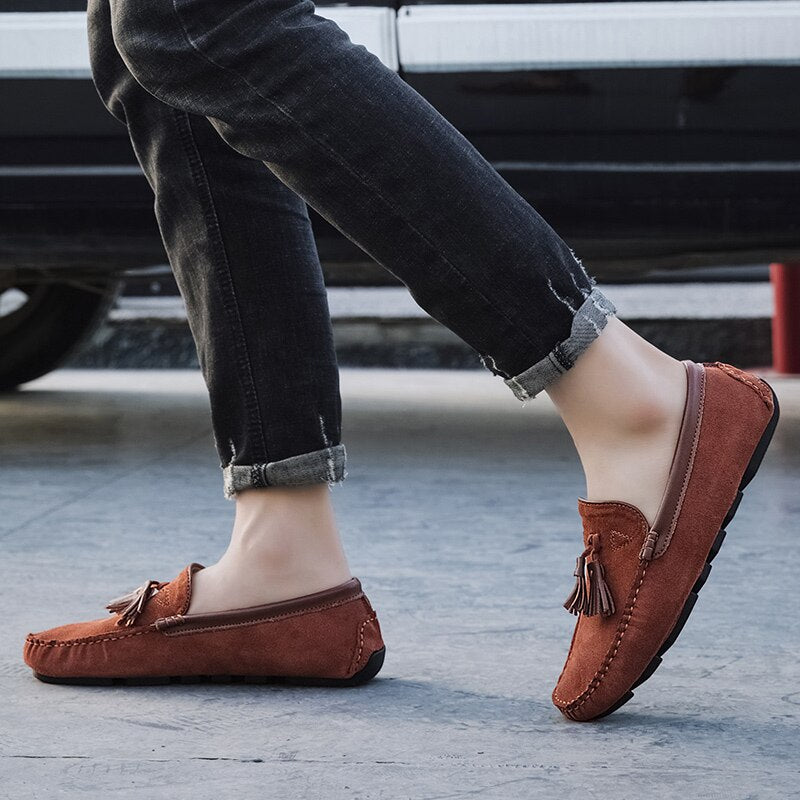 Advbridge Summer Fashion suede loafers mens Soft Bottom Casual shoes Breathable all-match boat shoes Lightweight driving flats Mocasins