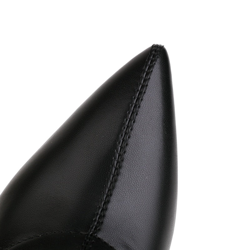 Advbridge Women Ankle Boots Platform Square High Heel Ladies Short Boots Faux Leather Pointed Toe Dress Female Shoes Plus Size 45
