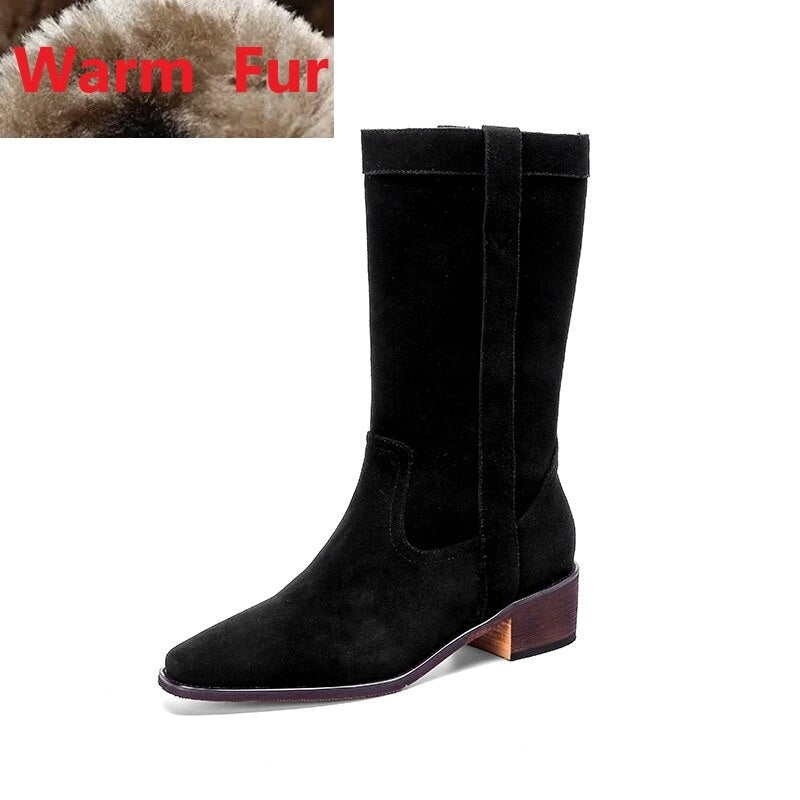 Advbridge Western Boots Cowgirls Cool Shoes Woman Cow Suede Spring Autumn Botas Casual Style Fashion Woman Ankle Boots Slip On Ladies Shoe