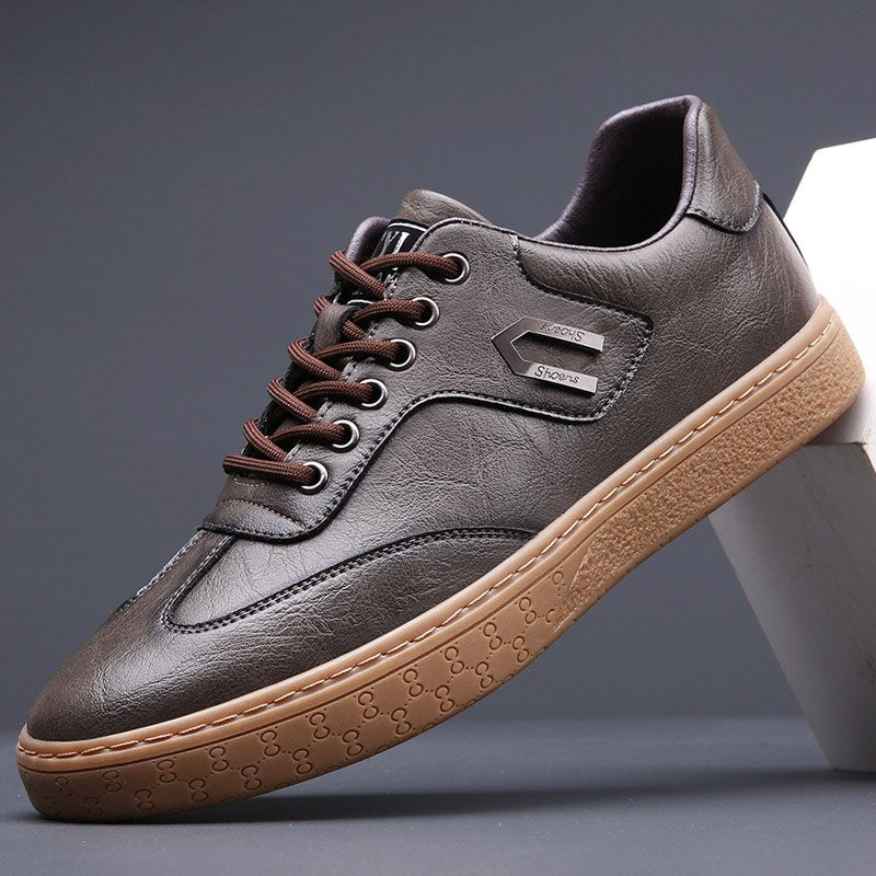 Advbridge Spring Autumn New Men Shoes Fashion Casual Skateboard Shoes Men Leather Walking Work Oxfords Business Hip Hop Mens Sneakers