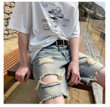 Advbridge Summer Hole Shorts Jeans Men Ripped Denim Pants Fashion Black/Blue Men's Jeans Short Pants Streetwear Straight Jeans Men