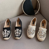 Advbridge Womens Shoes For Female Slides Autumn New Slip-On Gladiator Luxury Rhinestones Loafers Casual Round Toe Ethnic Ladies Flats
