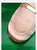 Advbridge Metal Buckle Flat Loafers Retro Square Head Slip-On Leather Shoes Spring Autumn Fashion Women Shoes Designer Casual Single Shoes