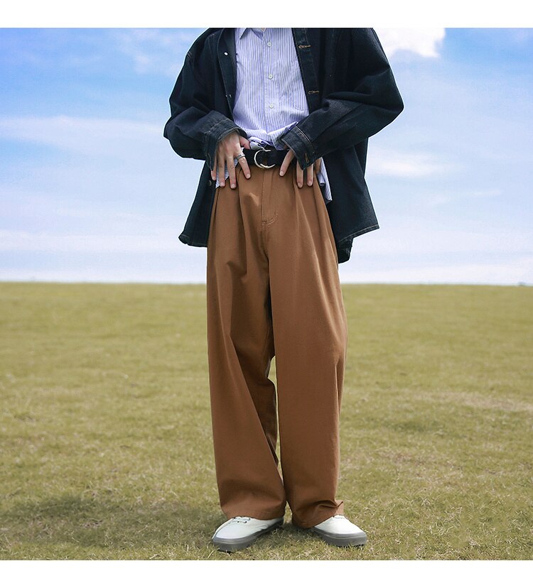 Advbridge Men's Fashion Trend Vintage Casual Pants Loose Cargo Hip Hop Style Trousers Mens Black/Apricot/brown Color Sweatpants M-2XL