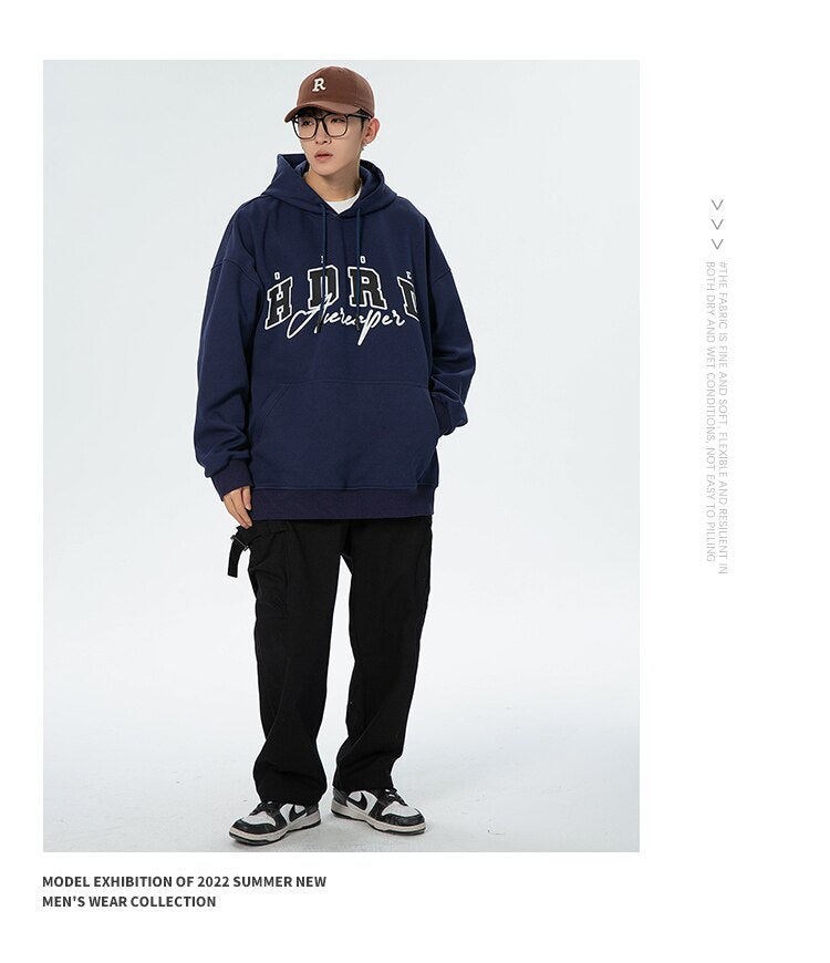 Advbridge Oversized Print Hoodies for Teenage Fashion Trends High Streetwear Mens Retro Loose Fit Pullovers Japanese Harajuku Sweatshirts