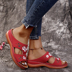 Advbridge Plus Size 42 43 Summer Women Slippers Outside Wedges Shoes Thick Platform Embroidery Flower Womans Sandals Beach Casual Slides