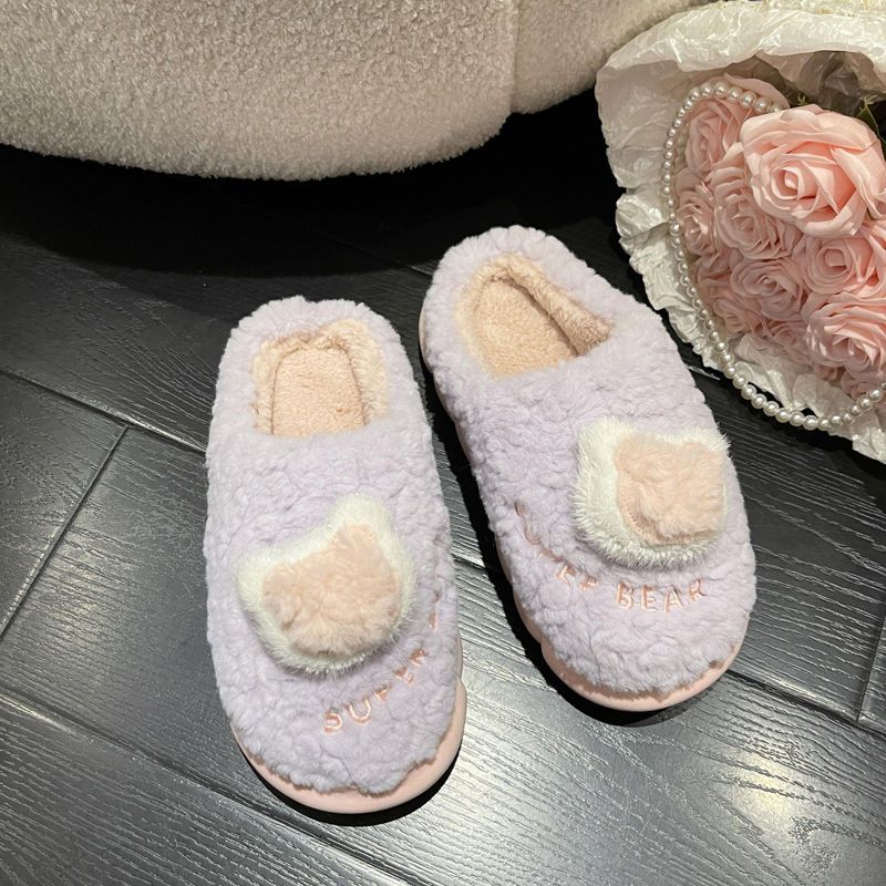 Advbridge Green Blue Autumn Winter New Kawaii Bear Cotton Slippers Women's Shoes Indoor Thick Sole Home Flat Designer Bedroom