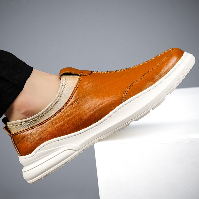 Advbridge men Loafers Genuine Leather Slip On Casual Men Shoes Brand Blue Loafers Man Mocasines Hombre Breathable Flats Male Footwear