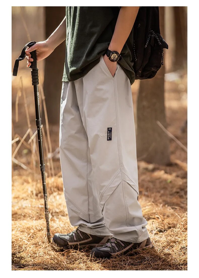 Advbridge All Season Casual Soft Solid Men's Cool Boys Drawstring Pocket Safari Style Legging Pants Loose Pleats Simple Breathable