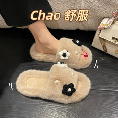 Advbridge Shoes Woman House Slippers Platform Fur Flip Flops Pantofle Luxury Slides Flock Plush New Massage Flat Designer Basic Rome