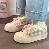 Advbridge Checkerboard Canvas Shoes for Wowen Spring New Thick Sole Casual All-match Sports Shoes Zapatillas Mujer